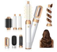 Hairstyler Magic Styler Kit 6 en 1 avec sèche-cheveux, brosse ronde, fer à boucler, brosse à air chaud, pour coiffer, lisser, sécher, volume, boucles