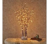 Hairui Branche de Saule Éclairée Brun Décoration avec LED Lumières 80CM 150LED Branchée Brindille Lumières pour Décoration de Maison Utilisation Intérieure Extérieure 3 PCs (Vase Exclus)