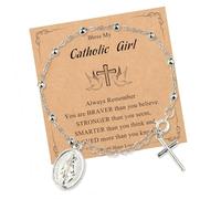 HAISENG Bijou de prière catholique avec pendentif en forme de croix de Marie - Design en métal - Dévotions de voyage - Confortable - Basé sur la foi - Chapelet de poignet, taille unique, Comme décrit