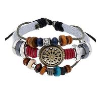 HAISENG Bracelets multicouches tissés à la main avec perles vintage pour hommes et femmes Multicolore