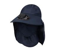 HAISENG Chapeau de protection solaire à large bord avec ventilateur de refroidissement USB avec couvercle amovible pour le cou pour le camping, la plage, les activités de refroidissement, ventilateur