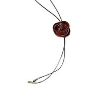 HAISENG Collier avec pendentif camélias réglable symbolisant l'élégance et la noblesse avec des designs à tirer pour un style polyvalent, Leather rope, Comme décrit, Comme décrit.