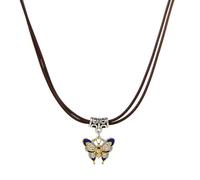 HAISENG Collier esthétique avec perles noires et papillons - Collier tendance simple pour femme - Cordon de serrage pour anniversaire
