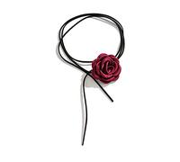 HAISENG Collier ras du cou réglable gothique avec grande fleur de rose pour femme - Bijoux de mariage Y2K, taille unique, Comme décrit, Comme décrit.