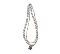 HAISENG Collier ras du cou romantique à double couche avec perles florales pour filles, adolescentes, pendentif fleur multicolore, taille unique, Comme décrit, Comme décrit.
