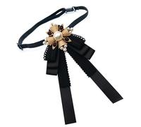 HAISENG Cravate de style français pour événement formel, col ruban, nœud gratuit, chemise pour un usage quotidien, accessoire d'uniforme, cravate tendance, Modèle de bracelet noir, taille unique