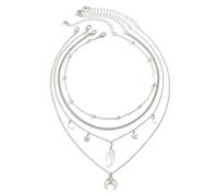 HAISENG Élégant collier multi-couches sur le thème sombre combinant paillettes et perles en métal conçu pour les femmes avant-gardistes collier à porter au quotidien, taille unique, Comme décrit