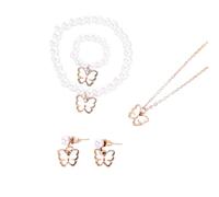 HAISENG Parure de bijoux tendance avec perles d'imitation papillon pour petite fille