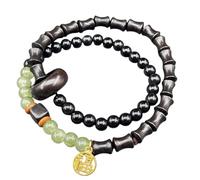 HAISENG Perle en bois élastique à double boucle faite à la main pour yoga spirituel unisexe traditionnel en bois, taille unique, Comme décrit