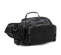 HAISENG Sacs de pêche portables en plein air en tissu Oxford imperméable à l'épaule multi-poches pour transporter de l'équipement multi-poches en plein air, Camouflage noir, Taille unique