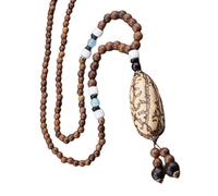 HAISENG Styles Collier de perles en bois élégant fait à la main Longue chaîne pour pulls, souvenirs, vêtements décontractés, bijoux