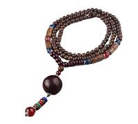 HAISENG Styles Collier de perles en bois élégant fait à la main Longue chaîne pour pulls, souvenirs, vêtements décontractés, bijoux
