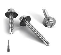 HAISHANG 20 pièces Vis Autoforeuse en Métal 6.3x75mm, Tête Hexagonale en Acier avec Rondelle d'Étanchéité, Vis Autoperceuses pour Toiture Métallique, Fixation Argenté