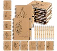 Haishell Coffret cadeau chrétien 20 carnets et stylos chrétiens en vrac journaux de prière avec versets bibliques stylo à bille religieuses inspirantes cadeaux pour lui elle collègue d'église,Marron