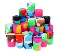 Haishell Lot de 65 petits pots ronds en silicone anti-adhésifs de 2 ml pour cire, huile, concentré, multi-usages, couleur aléatoire