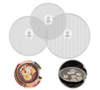 Haisheng 3PCS Couvercle Anti Projection 34cm, Couvercle Anti Eclaboussure Grille Anti Éclaboussures Poêle en Acier Inoxydable avec Poignée pour Poêle