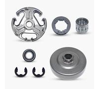 Haishine 3/8" Terrain 7 T Ensemble tambour d'embrayage pour Husqvarna 365 362 371 372XP avec Pignon de jante Engrenage à vis sans fin Pièces de rechange de tronçonneuse