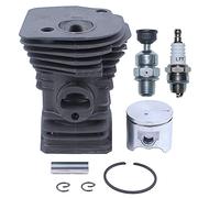 Haishine Kit de Piston de Cylindre 42mm pour Husqvarna 345 Pièces de Moteur de Tronçonneuse avec Soupape de Décompression Bougie d'Allumage（L7T) Remplace 5038699-71