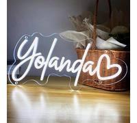 Haisic Enseigne Lumineuse Neon Personnalisable, Professionnel Personnalisé LED Lettres Prenom RGB Neon Signe pour Décoration Chambre Murale, Mariage Fête d'anniversaire Bar Boutique Logo-(40-150cm)
