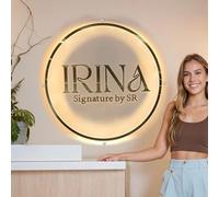 Haisic Neon Personnalisable LOGO Rétroéclairé pour Commercial, Flottant Métal LED Nom du Magasin Logo Personnalisé, Grand Neon Logo Dimmable pour Spa Beauté Studio Vitrine Mural Maison Décoration
