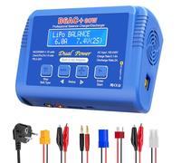 Haisito Lipo Chargeur 80 W 6 A - Chargeur d'équilibre pour Li-Ion, Life, NiMH, NiCd, LiHV, Pb | Chargeur de batterie RC avec adaptateur intégré | Chargeur d'équilibre Lipo pour Airsoft, voitures RC