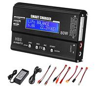 Haisito Lipo Chargeur Équilibreur 80W 6A pour Batterie LiPo/Li-ION/Life (1-6S) et NiMH/NiCd (1-15S), Chargeur RC avec écran LED, Bloc d'alimentation et Adaptateur XT60 / Deans/JST/Futaba