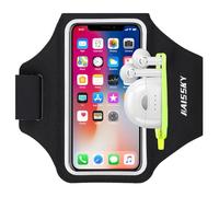 HAISSKY Brassard de Sport avec Poche Écouteur, Brassard Sport pour iPhone 17 Pro Max 16 Pro 15 14 Plus 13 12 11, Brassard Telephone Smartphone Running pour Jogging Cyclisme Randonnée