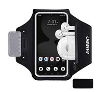 HAISSKY Brassard de sport avec poche pour écouteurs pour iPhone 14 Pro/13 Pro/12 Pro/11/11 Pro/XR/XS/X/8 Plus, Huawei P40/P30/Mate 20 Pro