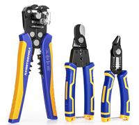 Haisstronica Kit Pince à Dénuder 0,2-6,0 mm² (AWG24-10), 3 pièces pour Électriciens - Outil de Dénudage Automatique, avec Pince Coupante Latérale et Pince à Câble pour Dénuder, Couper et Sertir