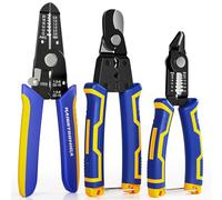 Haisstronica Kit Pince à Dénuder 0,8-2,6 mm² (AWG20-10), 3 pièces - Outil de Dénudage Manuel, Pince Coupante Latérale et Coupe-Câble pour Couper, Sertir et Dénuder