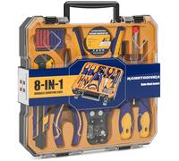 Haisstronica Kit Pince à Dénuder 8-en-1 - Ensemble d’Outils Professionnel pour Électriciens : Dénudeur Automatique, Pince à Bec, Tournevis, Testeur de Tension, Couteau, Ruban Isolant et Connecteurs