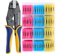 Haisstronica Kit Pince à Sertir avec 200 Connecteurs Thermorétractables - Pince Sertir pour Connecteurs Thermorétractables, Outil Compatible 0,5-6 mm² (AWG22-10)