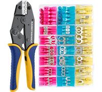 Haisstronica Kit Pince à Sertir avec 280 Connecteurs Thermorétractables - Pince Sertir pour Cosses en Anneau, Connecteurs de Câble, Bornes0,5-6 mm² (AWG22-10)