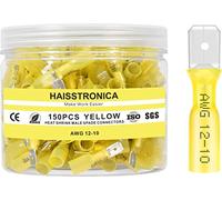 haisstronica Lot de 150 connecteurs mâles thermorétractables jaunes de calibre 12 à 10 - Connecteurs de fils- Connecteurs à déconnexion rapide pour bateau, électronique, automobile