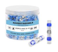 haisstronica Lot de 200 connecteurs de fil à souder étanches pour bateau, électrique, électronique Bleu 16-14 (bleu)