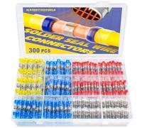 Haisstronica Lot de 300 connecteurs de fils à souder - Connecteurs de fils thermorétractables de qualité marine- Connecteurs bout à bout thermorétractables 30 jaunes, 70 blancs, 100 rouges, 100 bleus