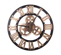 HAITANG Grande Horloge Murale de Style Vintage, Ronde, en métal, silencieuse, sans tic-tac, à Piles, 45cm, fournie avec Chiffres Romains, horloges pour Salon, Chambre, Meubles de Cuisine