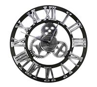 HAITANG Grande Horloge Murale de Style Vintage, Ronde, en métal, silencieuse, sans tic-tac, à Piles, 45cm, fournie avec Chiffres Romains, horloges pour Salon, Chambre, Meubles de Cuisine