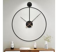 HAITANG Grande horloge murale moderne de salon, noire XXL, ronde, en métal, pour cuisine, bureau, chambre à coucher, horloge murale vintage, fonctionne avec des piles, mouvement silencieux, décoration