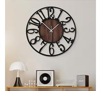 HAITANG Grande Horloge Murale silencieuse, sans tic-tac, Fonctionne à Piles, Ronde, Moderne, Grande Horloge Murale en Bois pour Salon, Chambre, Cuisine, Ferme, Bureau, décoration d'intérieur - 40 cm