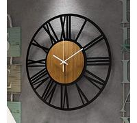 HAITANG Horloge Murale, Noire, rétro, Chiffres Romains, Horloge Murale silencieuse, pour la Maison, Le Jardin, Le Bureau, Le café