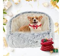 HaiTaoSy Niche pour chien (XL) 80 cm, douillette pour petits chiens/chats, chaude et douce, moelleuse avec toit, panier antidérapant lavable