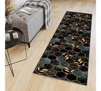 HaiTaoSy Tapis Cuisine Devant Evier Lavable Antiderapant 40 x 140cm, Tapis Couloir (sur Mesure & 10 Designs), Motifs Hexagonal doré