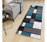 HaiTaoSy Tapis Long Couloire 80 x 280cm, Tapis Cuisine Antidérapant et Lavable (sur Mesure & 10 Designs), Bleu, Blanc