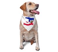 Haïti Drapeau Haïtien Carte Printemps Chien Bandanas Garçon en Vrac Chiot Foulard Réglable Doux Triangle Bavoirs Accessoires pour Petits Moyens Grands Chiens Chats Blanc