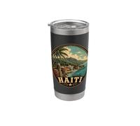 Haïti Island Vacation République dominicaine Design vintage Gobelet isotherme en acier inoxydable double paroi