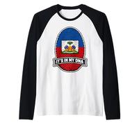 Haiti It's in My DNA Drapeau haïtien avec Empreintes digitales Manche Raglan