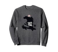 Haiti Strong - Graphique de l'île Tropicale Haitian Pride Sweatshirt, Unisexe pour Adultes, Chiné Foncé, L