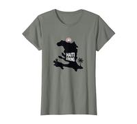 Haiti Strong - Graphique de l'île Tropicale Haitian Pride T-Shirt, Femme, Vert Kaki chiné, M