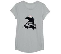 Haiti Strong - Graphique de l'île Tropicale Haitian Pride T-Shirt, Fille, Gris Chiné, L
